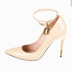 Tom Ford Nude Patent Padlock Leather Heels, SZ:9.5 US/39.5 EU